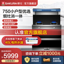 樱花集成灶消毒柜750mm小尺寸小户型厨房分体式集成灶一体烟灶消毒柜 AF1001（750mm小尺寸）烟灶消一体 天然气