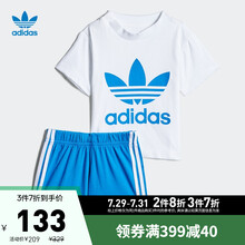 阿迪达斯官网 adidas 三叶草 SHORT TEE SET婴童夏季运动短袖套装FI8319 白/鸟羽蓝 鸟羽蓝/白 104CM
