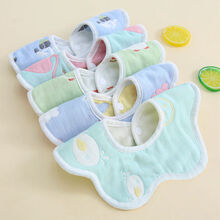 婴儿口水巾 新生儿棉纱布围嘴宝宝防水360度旋转吐奶巾吃饭围兜 男宝款(5条装)