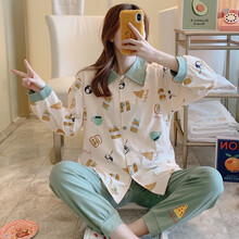 悠曼娅坐月子睡衣月子服夏季薄款产后家居服月子服春秋棉产后哺乳衣透气吸汗棉质8月9月份10喂奶孕妇秋季 米白色 L