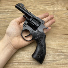 左轮枪儿童怀旧玩具全金属仿左轮打响纸炮火炮枪不可发射 野牛黑色 套餐五