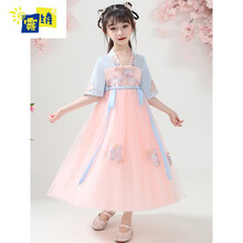 雾绡品牌儿童汉服夏季新款汉服女童超仙连衣裙儿童夏装中国风薄款女孩古装襦裙夏天童装裙子G13 2032粉蓝色 110