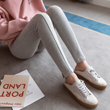 敏潮格伦孕妇打底裤春秋薄款托腹孕妇裤子外穿小脚裤潮妈春装3-9个月春夏新款 浅灰(脚口开叉) M