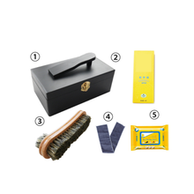 实木擦鞋箱工具家用鞋油洗鞋刷器套装光面真皮鞋护理清洁剂去污 迷你黑色擦鞋箱套装