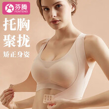 芬腾美背运动内衣无痕无钢圈背心式小胸聚拢收副乳防下垂调整型瑜伽文胸 376640-肤色 L码