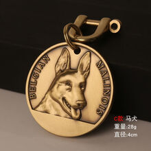 纯铜狗牌身份牌定制刻字拉布拉多金毛泰迪大型犬吊牌宠物防丢 马犬 C款