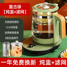 扬子（YANGZI）养生壶 电水壶烧水壶煎药壶煮茶器煮茶壶电热水壶 迷你玻璃花茶壶黑茶恒温水壶 复古绿无极控温【带炖盅滤网】