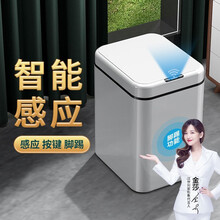 汉世刘家  智能垃圾桶家用超大号款15L卫生间厨房卧室客厅收纳好去处 特大号15L白色【电池款】