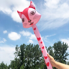 儿童充气玩具动物锤子小孩充气长棒大号塑料棍棒卡通 粉色狐狸