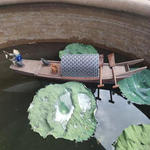 【新品】复古小物件乌篷船小木船鱼船手工模型家居摆件办公室好物桌面布置 防水50x10x10CM2