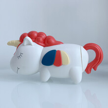 儿童沙滩玩具套装宝宝洗澡戏水沙池玩沙子挖沙铲子两用工具水枪 独角兽 红色