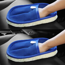 洗车手套内饰清理软羊毛绒汽车打蜡手套熊掌擦车加厚抹布清洁工具 2只 其他