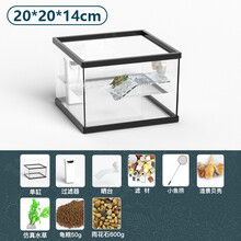 金利佳（Jeneca）乌龟缸带晒台生态养殖养龟的专用饲养箱家用玻璃鱼缸客厅小型龟缸 小号水晶缸+透明晒台+过滤器+大礼包