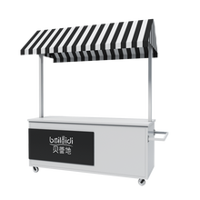 地摊货架推车 铁艺花车摆摊推车摆摊展示架带轮子移动摊位小推车集市地摊冰粉车 白身黑广告200*60*200 广告发光