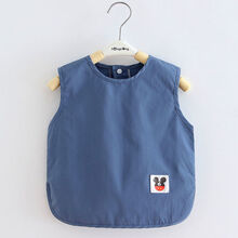 巴乐淘ゞゞ（当季新品）0-6岁14岁小孩宝宝婴儿吃饭罩衣防水防脏围兜食饭兜儿童口水巾围嘴幼儿园反穿衣 蓝色1011无袖 110