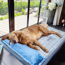 hoopet狗窝狗狗垫子冰垫夏季睡垫大型犬专用凉垫猫凉席四季通用可拆洗金毛夏天柯基猫咪降温宠物床垫 冰丝清爽靠枕垫子加厚款 超大号