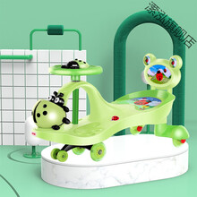 生日礼物儿童手推扭扭车万向轮1-3-6岁防侧翻男女宝宝玩具摇摆滑行妞妞溜溜车抖音同款 绿色/静音闪光轮+音乐+靠背