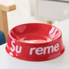 狗碗狗盆大型犬防打翻大号陶瓷狗食盆饭盆粮水碗中型宠物用品日潮 红色