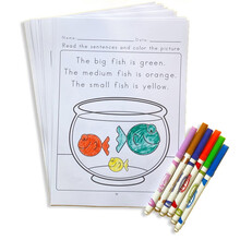 美国小朋友学前英语阅读理解训练题练习纸作业纸英文学习教辅学校幼教教具小孩寒假作业暑假作业家庭布置书写 B款动物篇
