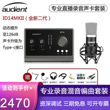 Audient ID14MKII 新款2代音频接口人声乐器录音声卡 手机电脑直播k歌声卡套装 iD14 MKII+得胜PC-K500简装+赠品