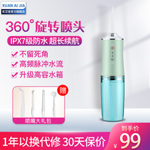 玄艾佳 冲牙器电动洗牙器水牙线巧小米白便携式口腔清洁器家用洁牙仪器预防牙结石去牙缝牙垢牙齿冲洗器 草绿色（220ML超大水杯）