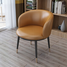 现代简约北欧风椅子椅电脑化妆梳靠背家用可爱餐椅网红 咖啡棕 皮椅+黑金边腿