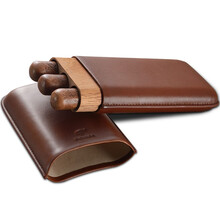 茄龙（CIGARLOONG）雪茄套雪茄保湿皮套醇香雪松木旅行便携式3支装烟具配件