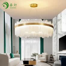 姿灯（ZIDENG)北欧轻奢水晶灯客厅吊灯现代简约餐厅卧室别墅灯全屋灯具组合套餐 金色60cm三色变光