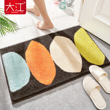 大江 浴室地垫卫生间吸水防滑垫家用卧室门垫厕所脚垫 柠檬-深灰45x65cm