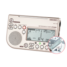 日本SEIKO精工 STH200调音器 管乐萨克斯提琴钢琴吉他古筝专业通用电子节拍器校音器 香槟金+白色拾音夹