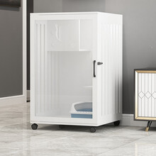 七夕旺猫笼子 实木生态猫别墅 猫笼木质 猫舍猫窝封闭式 防水可擦拭消毒 高90宽60深60白色