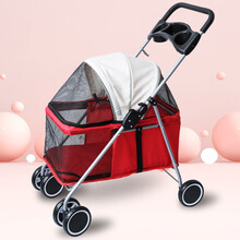 DRONTAL轻便可折叠宠物手推车狗狗猫咪中型小型犬猫咪外出推车四轮代步车 红色小推车(可承重20斤)