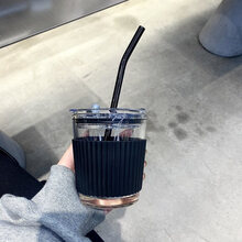 冷萃咖啡杯欧式小随手杯玻璃便携随行杯子小精致网红咖啡杯 黑套装+黑色玻璃弯管