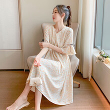 敏潮格伦孕妇装可哺乳夏装连衣裙时尚洋气潮妈宽松网红大码中长款裙子 橘色 M