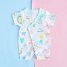 早产儿衣服四斤夏季短袖纯棉薄款双胞胎新生儿小码4-5斤48cm 西部彩虹(斜襟系带) XL：6-8斤