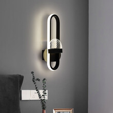 豪灯莱 壁灯卧室床头灯简约现代客厅背景墙灯新款北欧风过道led灯具灯饰 MS-X875长方黑色三色光