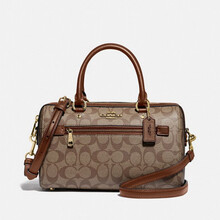 蔻驰（COACH） 奢侈品 女士中号波士顿桶包单肩手提包卡其色PVC配皮 F83607 IME74