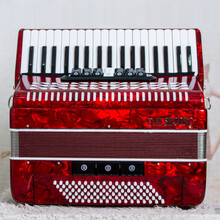 德国手风琴儿童乐器60/96/120贝斯专业演奏初学者定制款 96贝斯红色+琴包+背带+教材