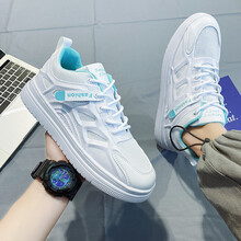 然奥男鞋夏季新款百搭小白鞋男士休闲鞋靴韩版潮流学生板鞋运动老爹鞋透气网面帆布鞋子男潮鞋增高休闲皮鞋男 MD-Z6633白绿色 41码