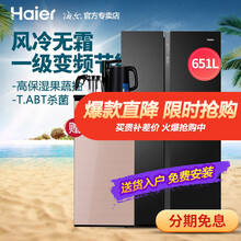 【新品分期免息】海尔（haier）冰箱对开门双变频家用无霜节能大容量电冰箱 651升遂空黑双变频分区储存
