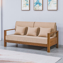 寻古红木家具非洲鸡翅木（学名：非洲崖豆木）沙发实木新中式原木全实木布艺结合沙发椅组合Q 三人座：长186*宽81*坐高42(总高92)cm