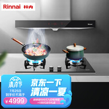林内 Rinnai 安芯系列烟灶套装两件套大吸力欧式顶吸式油烟机智能定时防干烧燃气灶家用双灶NM05T+2WLGM