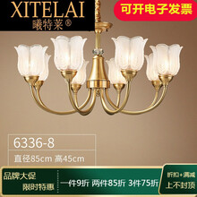 曦特莱轻奢品牌全铜美式吊灯客厅灯现代轻奢卧室餐厅灯主卧房间复古欧式灯具 8头铜灯