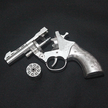 【全金属】80.70后怀旧玩具砸纸泡枪不可发射纸炮儿童玩具枪砸泡抢左轮老式洋炮子 全金属银色