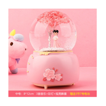 芭蕾水晶球飘雪八音盒音乐盒水晶球3-7-10-14岁送小女孩生日礼物儿童节礼物送女友闺蜜520 粉裙女(灯光+音乐+手摇雪花)中