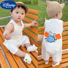 Disney迪士尼大牌品质网红男宝宝无袖背心连体衣夏装婴儿衣服夏季薄款可爱超萌哈衣洋气 白色 90cm