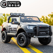 【正版授权】福特双座警车益京婴儿童电动车四轮越野遥控玩具汽车可坐人男女小孩宝宝摇摆车大号电瓶童车 福特黑白配色【鸣笛+对讲+拉杆+发泡软轮+皮座椅】