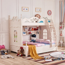 A家家居 儿童床 上下床高低子母床双层实木框架男孩女孩衣柜床韩式法式欧式家具 儿童床 1.2米床