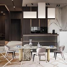 意式简奢奢石餐桌椅组合简约后现代大小户型家用玄关台餐边柜CK301 餐椅