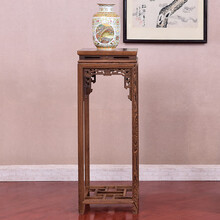 寻古 红木家具非洲鸡翅木（学名：非洲崖豆木）花架实木花几盆景架香几中式仿古多层镂空精雕高花架花瓶架 单个 长38*宽38*高106CM